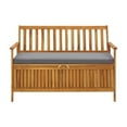 thumbnail image 1 of Outdoor Storage Bench, Brown Solid Acacia Wood, Gray Fabric, 47 Inch, 1 of 1