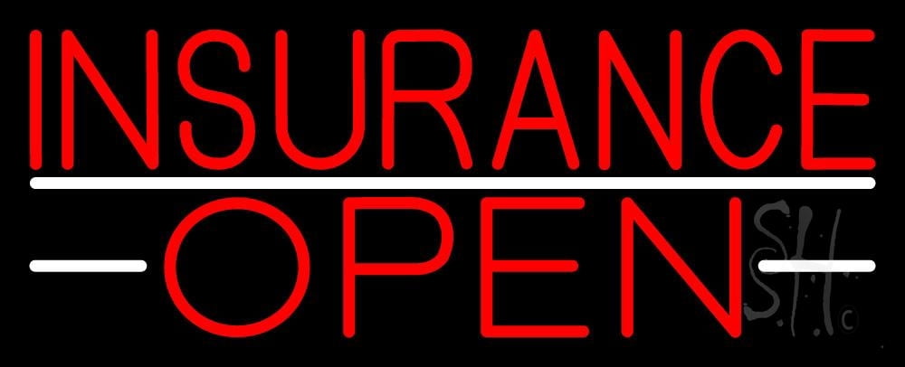 Progressive Insurance Led Sign Insurance Open White Line LED Neon Sign 13 x 32 - inches, Black Square ...
