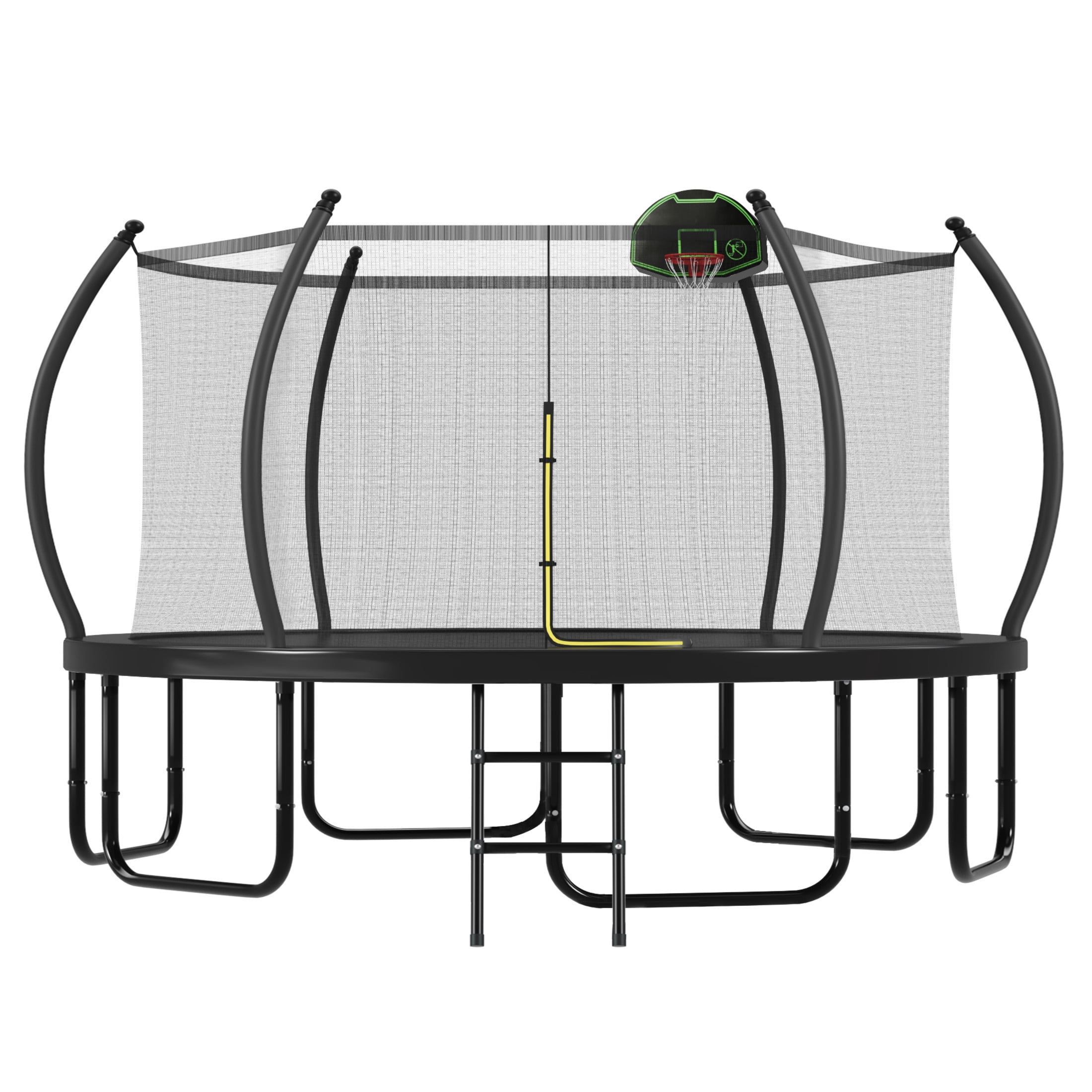Noble House 16FT Outdoor Trampoline for Kids, Adults with Basketball Hoop, Enclosure Net and Ladder, Black