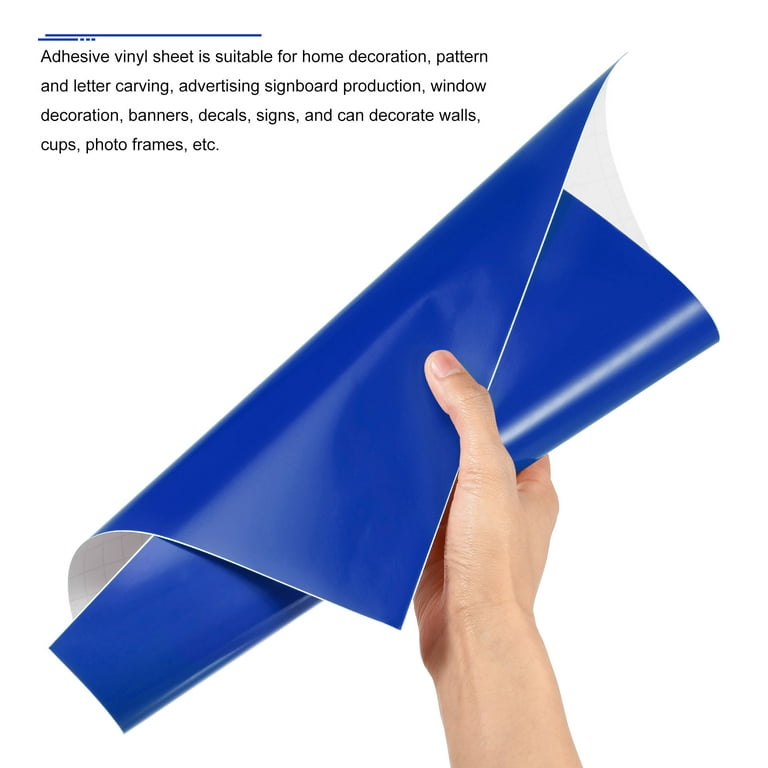 Uxcell 12 inchx12 inch Blue Vinyl Sheets Permanent Adhesive for Craft, Decorate Sticker 10 Pack