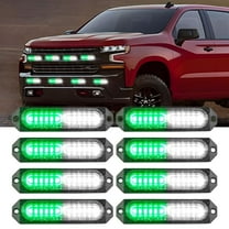 Nilight 8PCS Led Strobe Lights 12LED Green White Emergency Light 12V 24V Surface Mount Flashing Warning Hazard Beacon Lights Ultra Slim Sync Feature Mini Grille for Cars Trucks Off Road Vehicles SUV