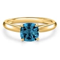 thumbnail image 3 of Gem Stone King 10K Yellow Gold London Blue Topaz Solitaire Engagement Ring for Women | 1.18 Cttw | Cushion 6MM | Gemstone November Birthstone | Size 8, 3 of 6
