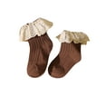 thumbnail image 1 of xiaxaixu Toddler Ribbed Sock Pair, Lacing Hem Elastic Cuff Middle Stockings, 1 of 3