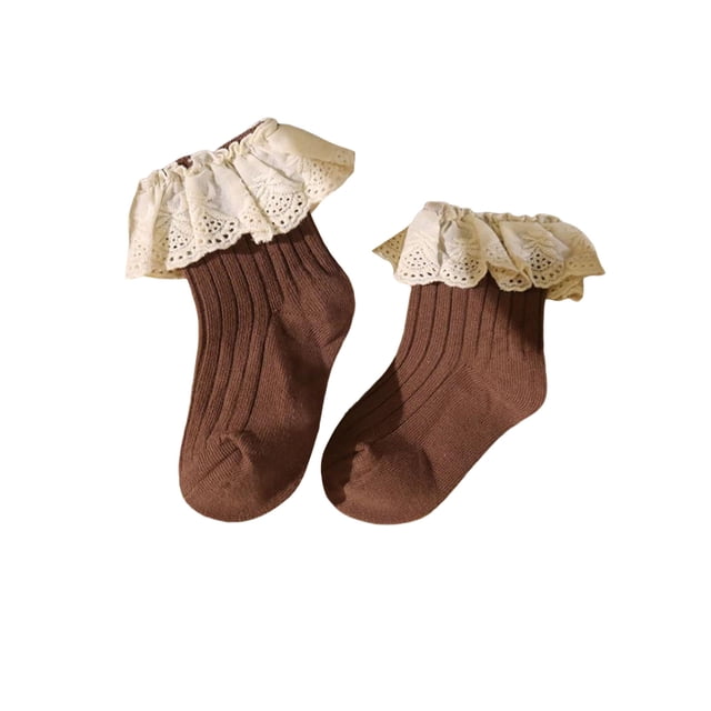 xiaxaixu Toddler Ribbed Sock Pair, Lacing Hem Elastic Cuff Middle Stockings