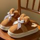 thumbnail image 1 of Zapatillas de algodón de gamuza sintética para mujer, pantuflas de invierno para el hogar con lazo de conejo para el calor, nuevo estilo de princesa con suela gruesa, 1 of 5