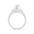 thumbnail image 2 of Angara South Sea Cultured Pearl Three Stone Ring with Diamonds in 14K White Gold for Women | June Birthstone Jewelry for Her, 2 of 8