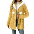 thumbnail image 2 of qolati Fleece Jacket for Women Winter Warm Button Down Long Sleeve Hooded Coat with Pompoms Casual Soft Lightweight Fall Teddy Outerwear Fuzzy Coats, 2 of 9