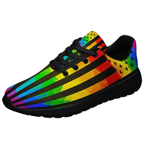 LGBT Pride Shoes Sneakers for Women Men Black Size 3.5