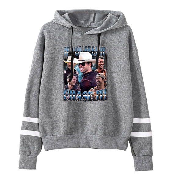 twisters merch Glen Powell If You Feel It Chase It hooded drawstring pocketless sweatshirt men/women pullover