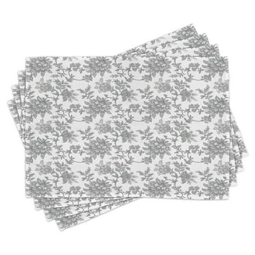 Ambesonne Floral Place Mats Set of 4, Petals, Standard Size, Dimgray