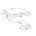 thumbnail image 2 of 41.33"W Tea Table with 2 Storage Drawers and Three-Dimensional Embossed Pattern Design, Square Retro Style Coffee Table, Multifunctional Coffee Table for Living Room, Bedroom, Natural, 2 of 9