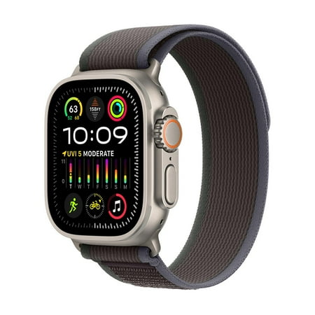 Open Box Apple Watch Ultra 2 (GPS) + Cellular 49mm Titanium Case with Blue/Black Trail Loop Band