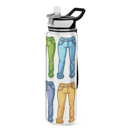 

Sports Water Bottle 1000ML Tritan Food Grade Clear Water Bottle Fitness Outdoor Sports Bike Cute Cartoon Pants in Various Colors