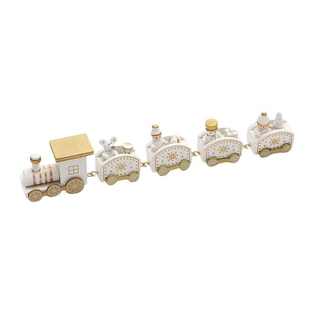 Tren de Madera Mini de Navidad BLESIY Adorno de tren Blanco