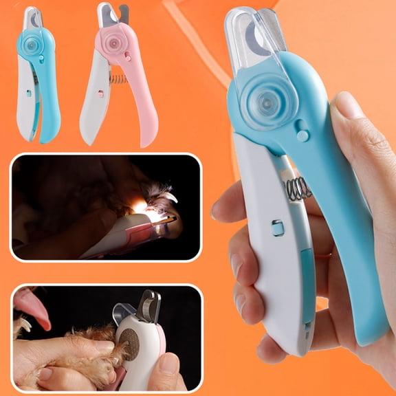 Dog Nail Clippers and Cat Trimmer with LED Light 2-in-1 Pet Grooming Tool and Nail Grinder with Heavy Duty Stainless Steel Blades and Ergonomic Handle Light Blue