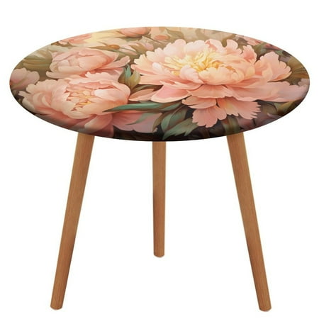 

Flower (4) Pattern Round Tablecloth Waterproof Elastic Table Clothes for Dining Table Cute Desk Decor Protector Cover