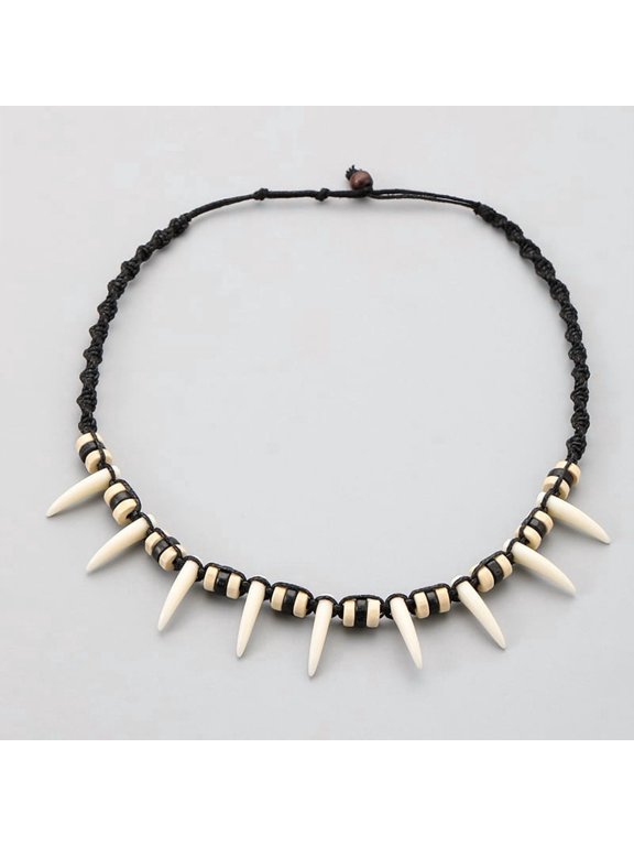 Fashionable Woven Bohemian Imitation Wolf Teeth Necklace Couple Necklace Amulet Gift DIY Decoration