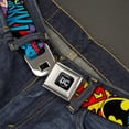 thumbnail image 2 of DC Comic, Seatbelt Buckle Belt, Batman Robin Superman Pose Logo Dot Black Purple, 34 to 52 Inches, 2 of 9