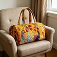 thumbnail image 5 of Quilted Large Embroidery Duffle Bag For Women Travel Tote Cute Nature Prints Shoulder Bag Weekend Trip Overnight Carryall Purse Luggage Storage, 5 of 9