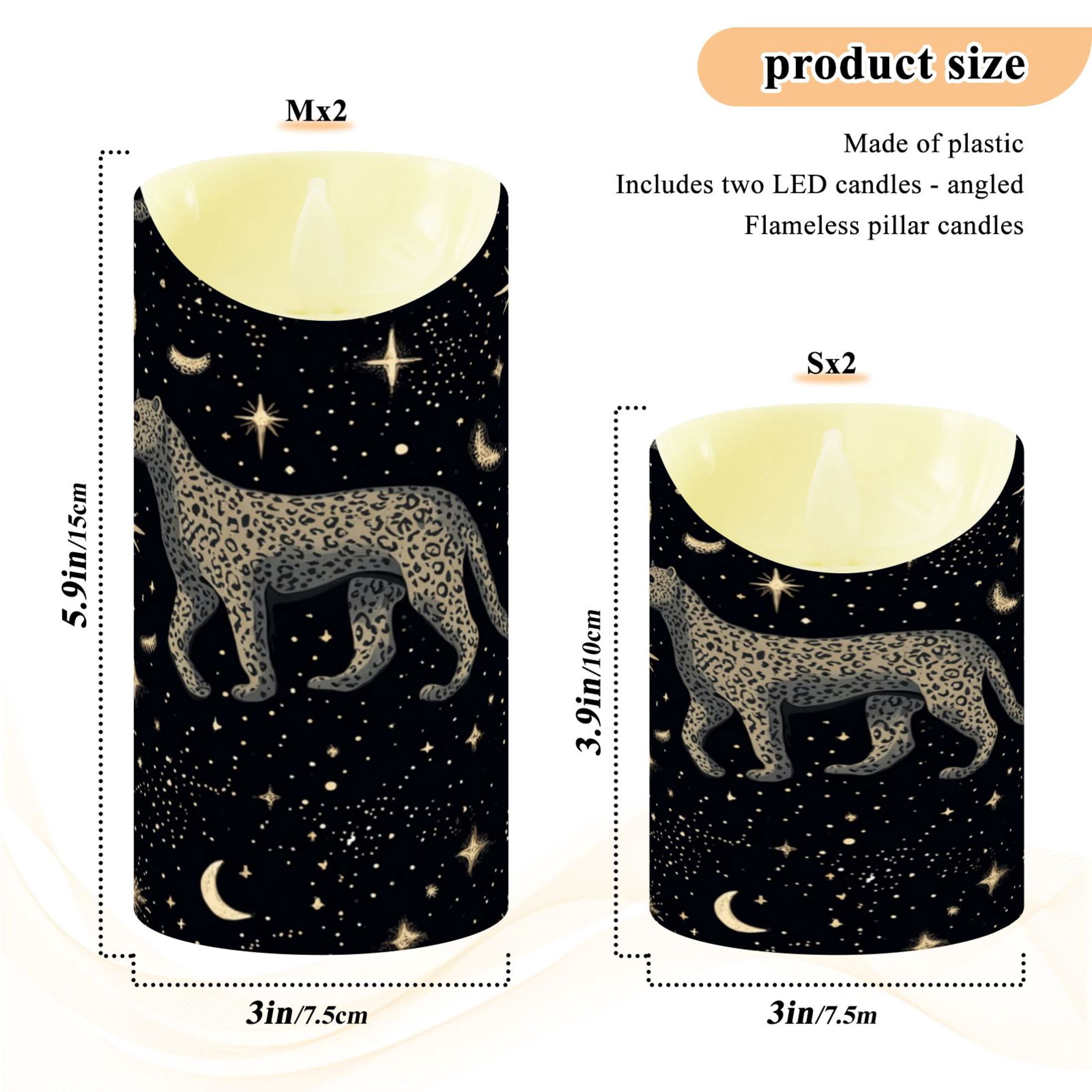 Iauyy Flameless Candles Battery Operated LED Pillar Candles with Remote and Timer, Leopard Set of 2 （M)