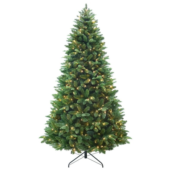 7.5 ft Pre-Lit Amherst Spruce Green Artificial Christmas Tree, 400 Color-Changing LED, by Holiday Time