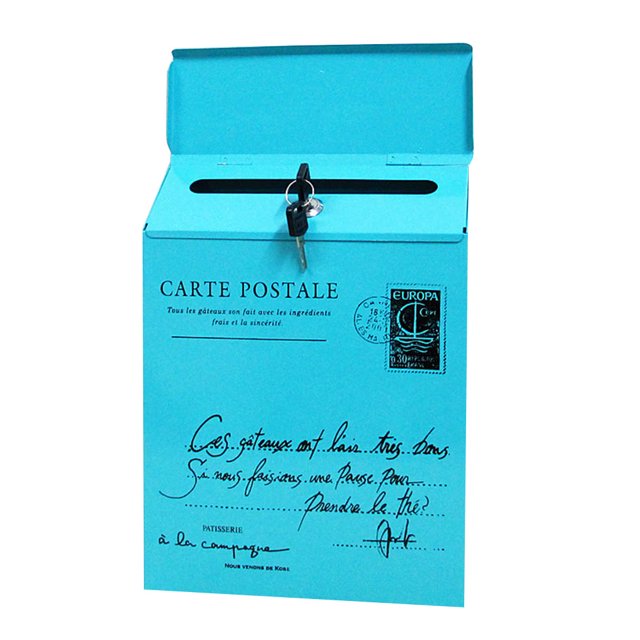 CAROOTU Iron Lock Letter Box Vintage Wall Mount Mailbox Mail Postal Letter Newspaper Box
