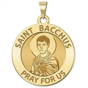 Saint Bacchus Religious Medal  - 1 Inch Size of a Quarter - Solid 14K Yellow Gold