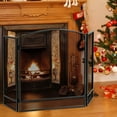 thumbnail image 2 of Gymax 3-Panel Fireplace Screen Foldable Wrought Metal Iron Mesh Fire Spark Guard, 2 of 10
