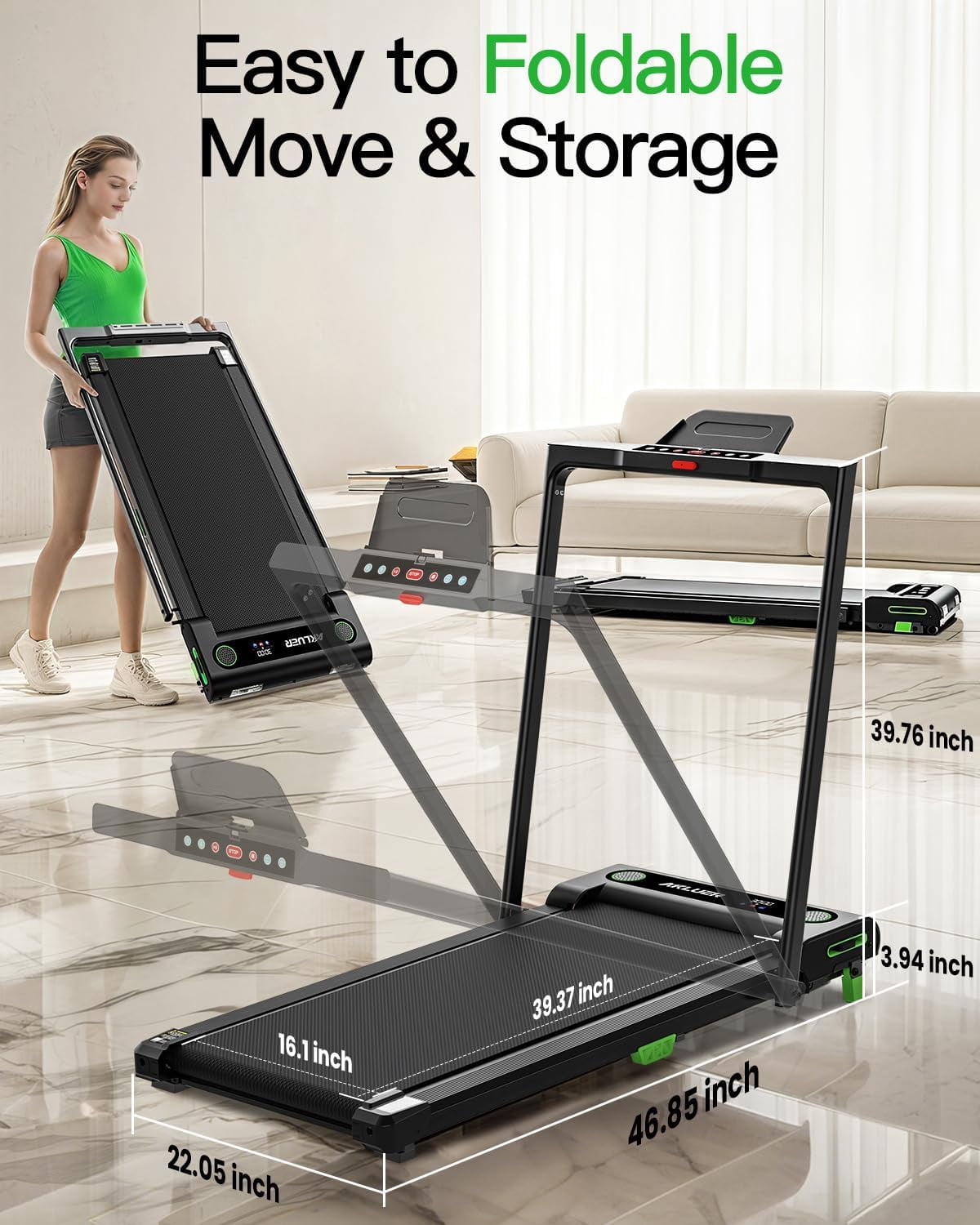 UP PAD 2 in 1 Smart Treadmill walking pad,with 5% incline,large-area rubber running belt,Top speed reaches 7.6MPH