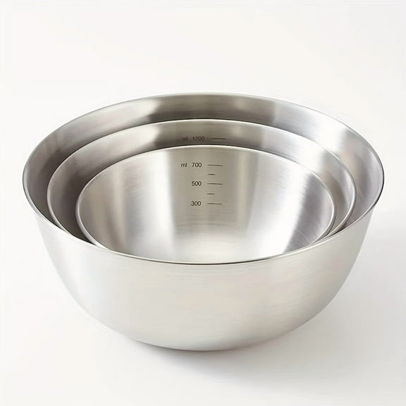 InstaGoods Lightweight Stainless Steel Mixing Bowl Set 3 Piece