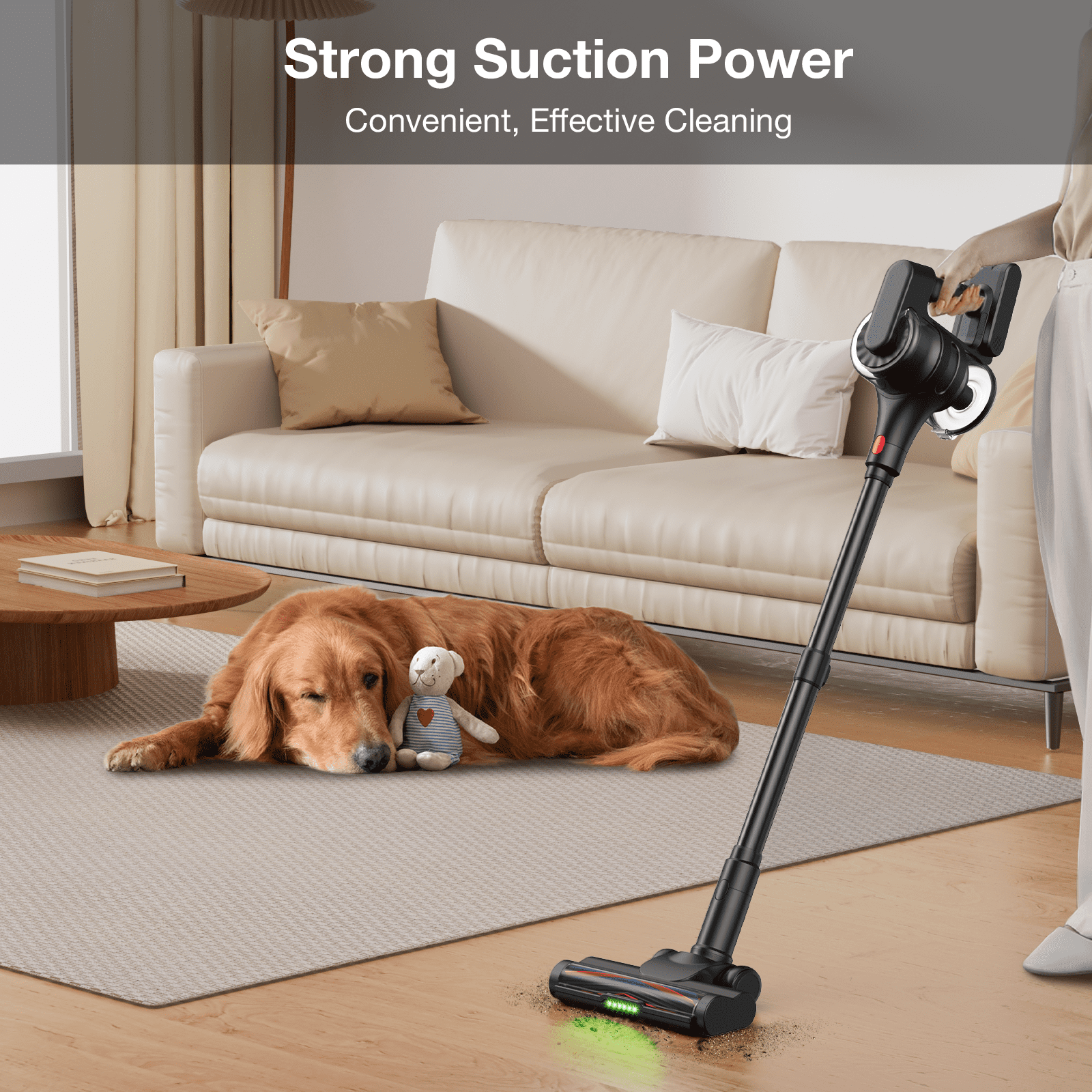 MOOSOO Cordless Vacuum Cleaner 45KPA 550W 60Mins Lightweight Stick Vacuum Cleaners for Home Pet Hair Carpet Hard Floor Black