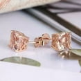 thumbnail image 4 of 4 CT Cushion Cut Lab Created Peach Morganite Stud Earrings 14K Rose Gold Plated, 4 of 4