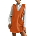 thumbnail image 2 of BLTIBY Sweater Vest Dress for Women Casual V Neck Sleeveless Casual Soft Knit Stretch Lightweight Y2K Pullover Tank Dresses with Pocekts Orange L, 2 of 8