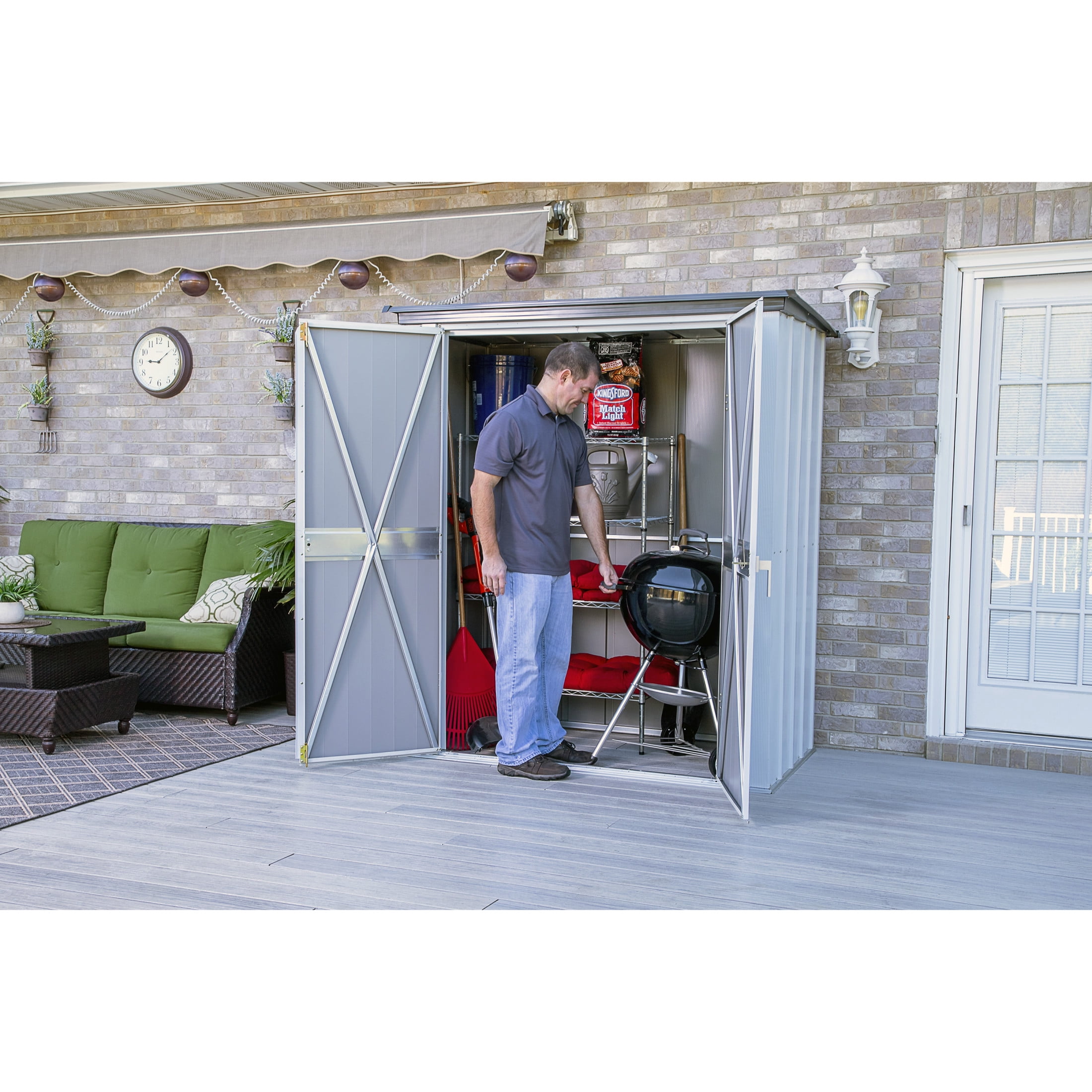 Arrow Spacemaker 5 x 3 x 6 ft Flute Grey Patio Shed