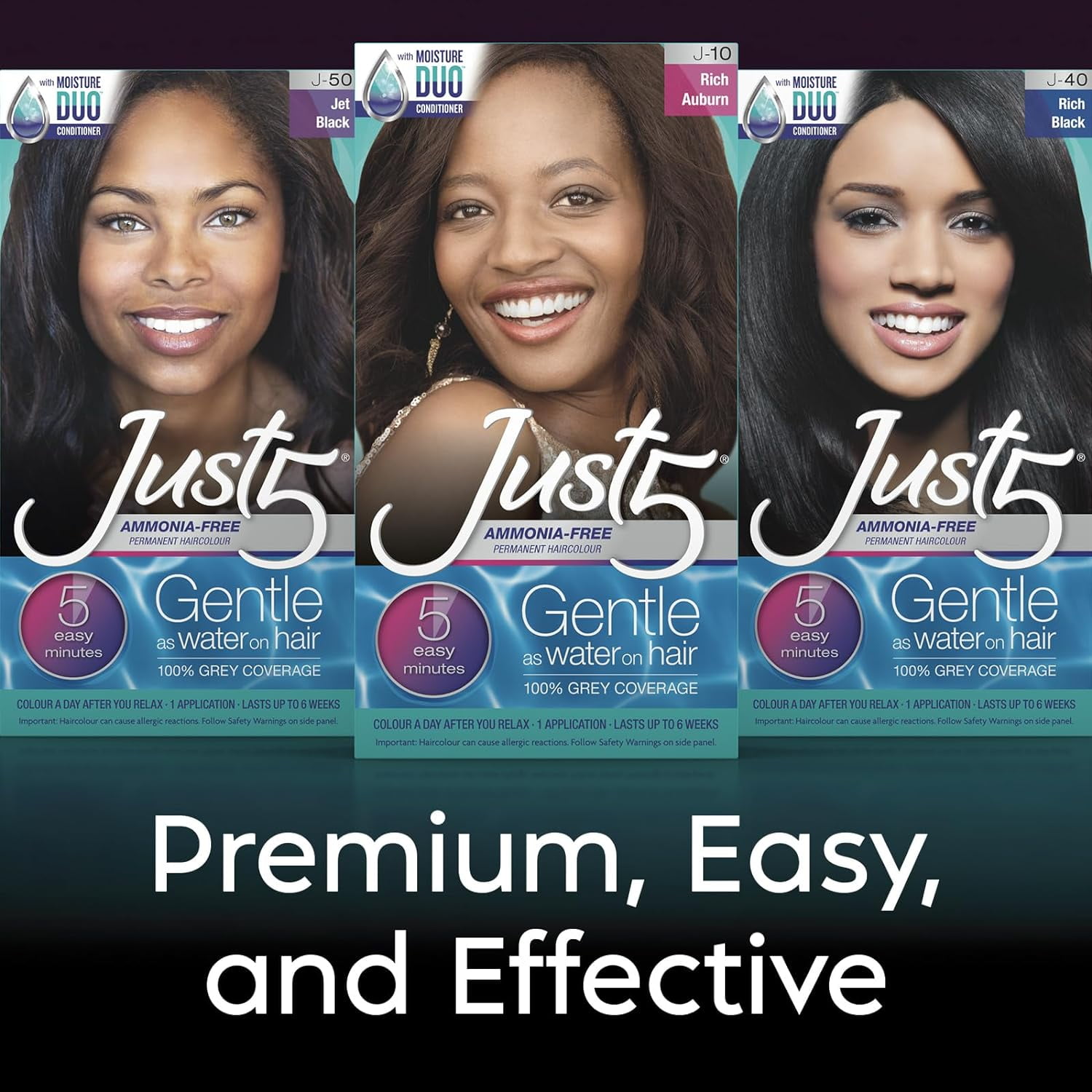 Just 5 Women Permanent Hair Color Black, Pack of 3