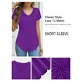 thumbnail image 4 of JYLFC Womens V Neck T-Shirts Short Sleeve Tops Casual Basic Shirts, Purple L, 4 of 6