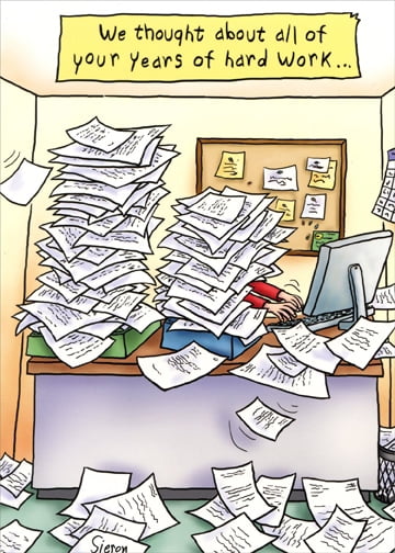 Oatmeal Studios Overflowing Paper On Desk Funny Retirement Card