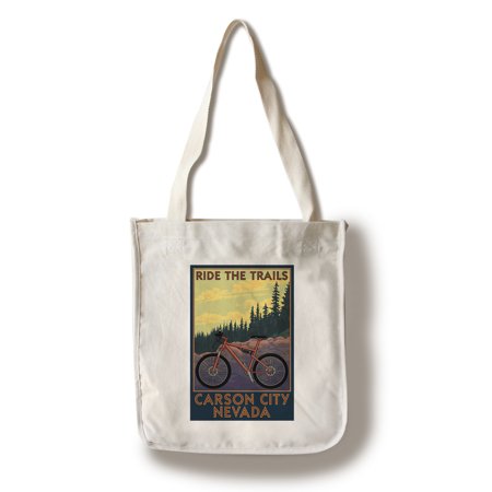 Carson City, Nevada - Mountain Bike Scene - Ride the Trails - Lantern Press Artwork (100% Cotton Tote Bag - (Best Bike For City And Trail Riding)