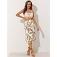 thumbnail image 3 of Falda Midi De Gasa De Verano Con Estampado Floral Allegra K Blanco XS, 3 of 5