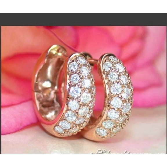 Attractive Clip On Women's Hoop Earrings 14K Yellow Gold Plated Silver 2Ct Round Cut Lab Created Diamond