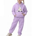 thumbnail image 2 of SYMOID Boys Purple Ghost Print Hoodie and Jogger Set - 2 Piece Tracksuit Tops Sweatshirts for Kids,Size 4 T, 2 of 5