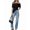 Black, variant on Women'S Off Shoulder Asymmetric Hem Ruffle Textured Short Sleeve Fitted Casual Top Black S