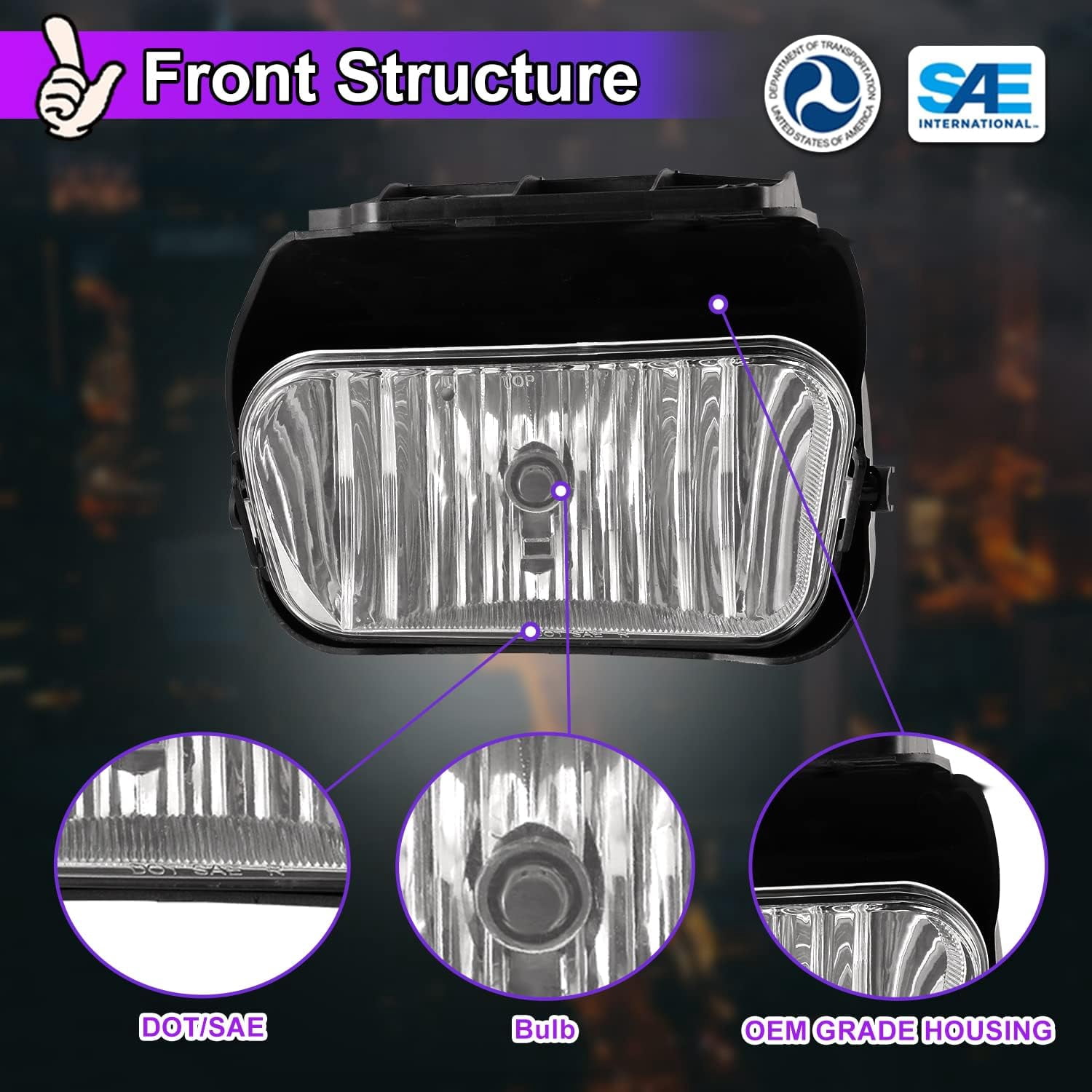 Fog Lights Assembly for 2003-2006 Chevy Silverado 1500/2500/3500/1500HD/2500HD,2002-2006 Chevy Avalanche w/o Body Cladding(Clear Lens/Passenger Right Side)