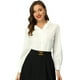 thumbnail image 1 of Blusa de trabajo con cuello vintage y manga larga para mujer blanco XS, 1 of 5
