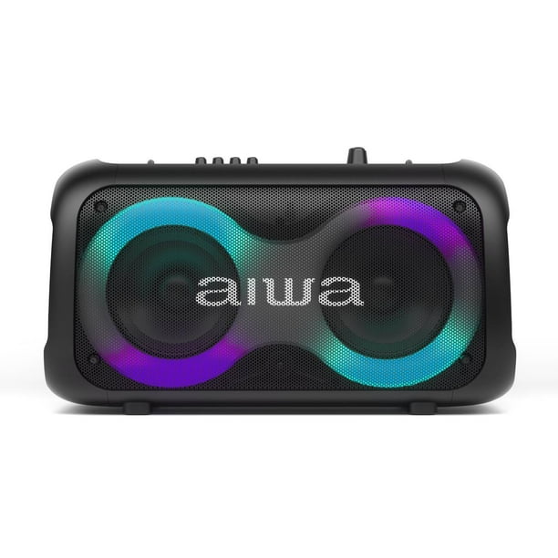 Bocina Portátil Aiwa Awpoh35 Con Bluetooth Tws Led Karaoke Negro