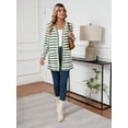 thumbnail image 5 of SHOWMALL Women's Button Down Cardigan Long Sleeve Sweater, Dark Green Stripe M Soft Ribbed Knit Open Front Sweater with Pockets for Fall Winter, 5 of 8