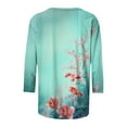 thumbnail image 5 of Cavosen 3/4 Length Sleeve Shirts for Women Floral Graphic Print Blouse Crewneck Casual Dressy Tops Stylish Pullover Hawaiian Tees Summer Going out Tshirts Outdoor Green S, 5 of 5