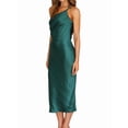 thumbnail image 2 of Women'S Suspender Mid-Waist Dress Solid Color Low Back Tie Hollow Elegant Off-Shoulder Mid-Length Dress Green M, 2 of 9