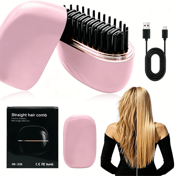 EXLEAF Mini Hair Straightener,Rechargeable Cordless Portable Hair Straighteners,3-Speed Temperature Travel Hair Straightener for Women Home&Travel(Pink)