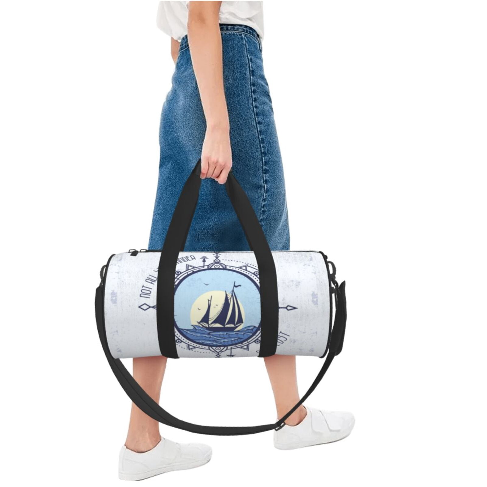Vsdgher Not All Who Wander Are Lost2 45L Foldable Duffel Bag, Sports Gym Bag,Overnight Bag, Portable Weekender Bag for Airplanes